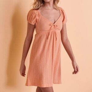 NWT - Roxy Clearwater Cove gauzy ruched bow bodice dress